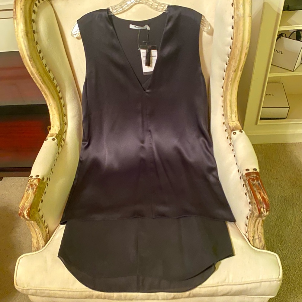 New Alexander Wang T silk charmeuse layered dress